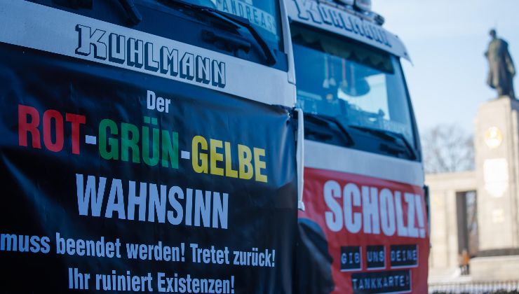 Huelga de camioneros en Berlín por el precio de los combustibles los últimos meses.